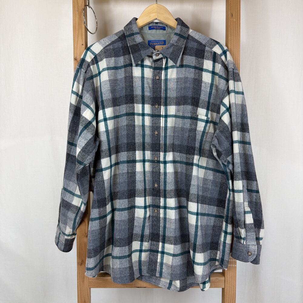Vintage Pendleton MADE USA Multicolor Wool Flannel Shirt #1258 Size XL